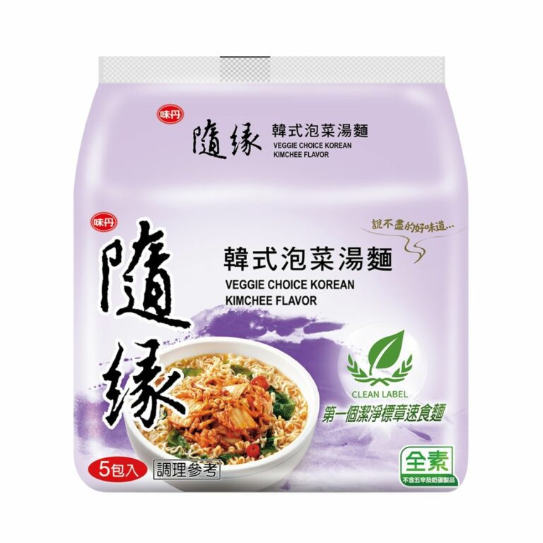VEDAN- SHUI YUAN VEGGIE CHOICE Korean Kimchee Flavor Noodles (Bag)