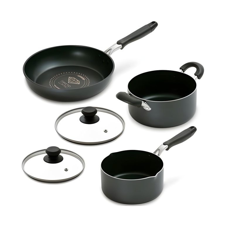Irisu Ōyama- Diamond Coated Frying Pan & Pot 5-Piece Set Black DCI-FP5S