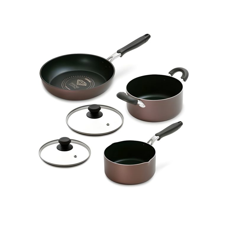 Irisu Ōyama- Diamond Coated Frying Pan & Pot 5-Piece Set Brown DCI-FP5S