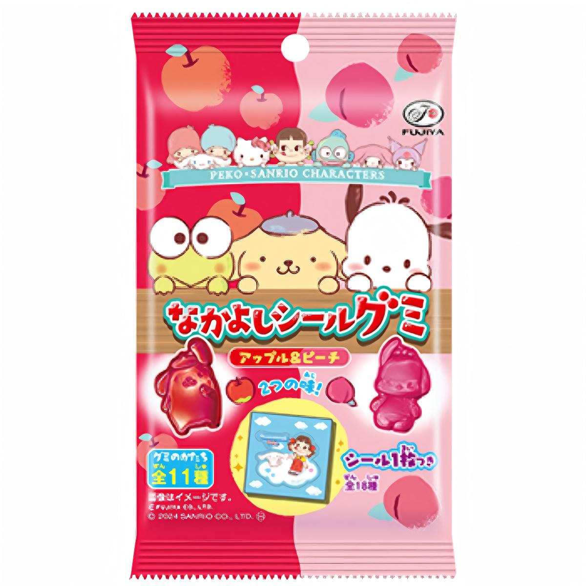FUJIYA- Peko x Sanrio Characters Friendship Sticker Gummies (Apple & Peach) 25g