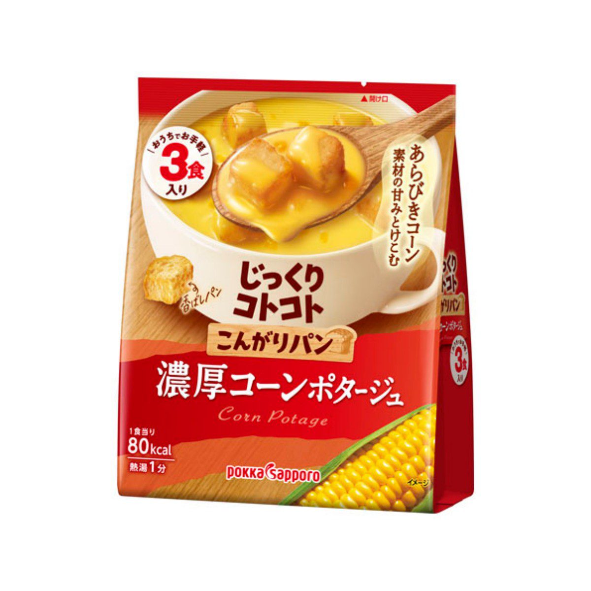 Pokka Sapporo- Jikkuri Kotokoto Toasted Bread Rich Corn Potage 3-Servings (Bag) 58.5g