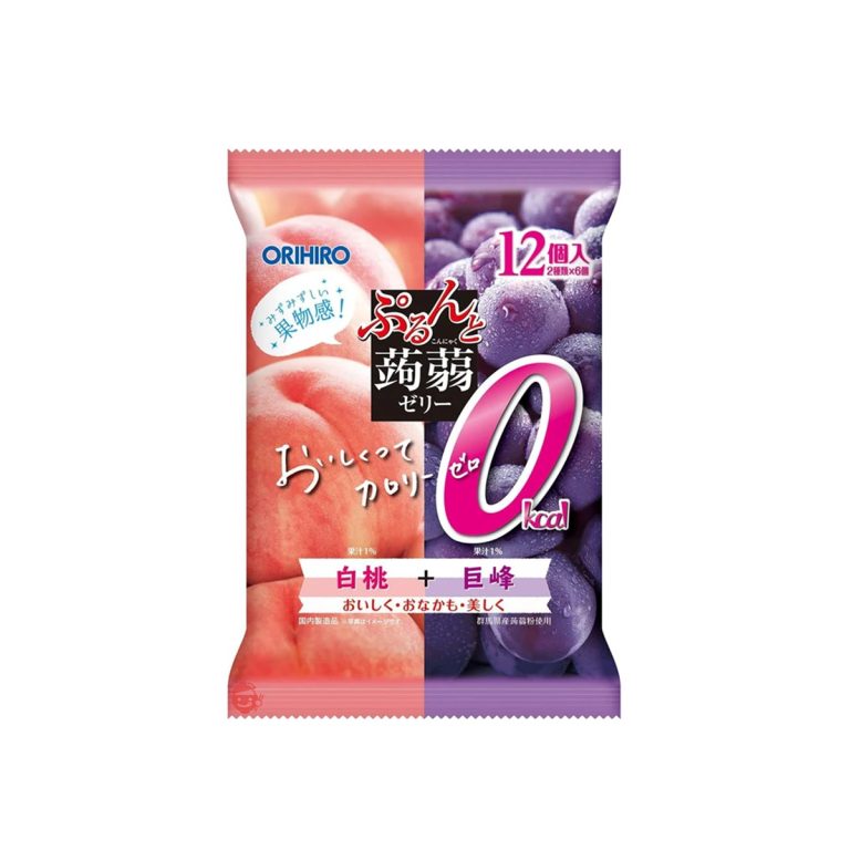 Orihiro- Zero-Cal Chewy Konjac Jelly Pouch White Peach + Kyoho Grape Flavor