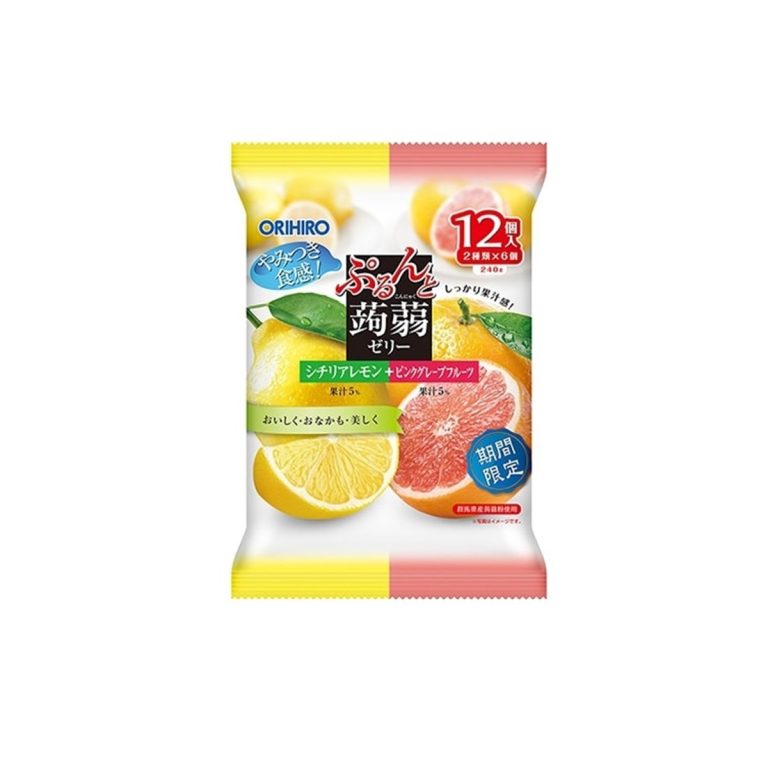 Orihiro- Chewy Konjac Jelly Pouch Sicilian Lemon + Pink Grapefruit Flavor 260g