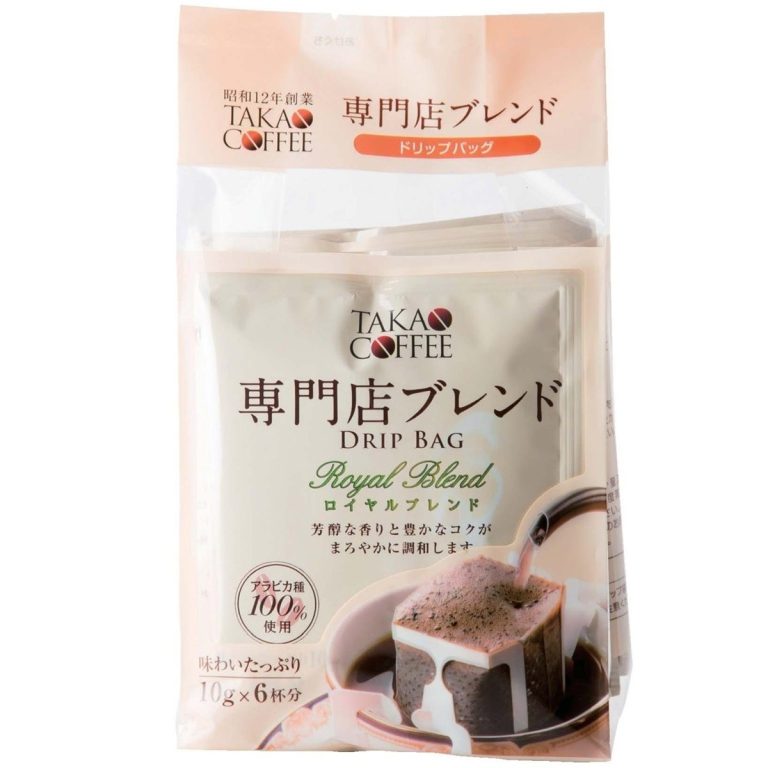 Takao Coffee- Specialty Shop Blend Drip Bag, Royal Blend, 6 Bags 10g×6