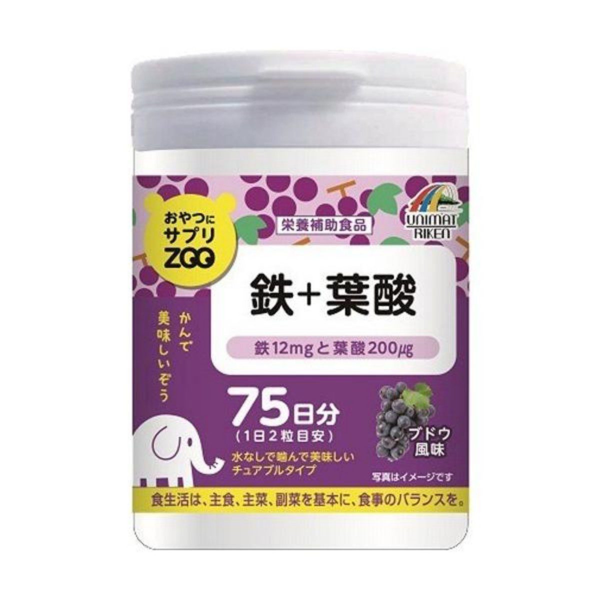 UNIMAT RIKEN- Supplement ZOO Series For Snacks Iron + Folic Acid 150T