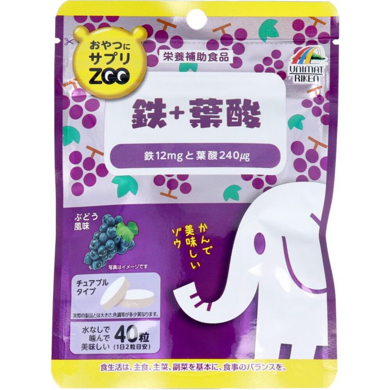 ユニマットリケン- おやつにサプリZOO 鉄+葉酸 40粒