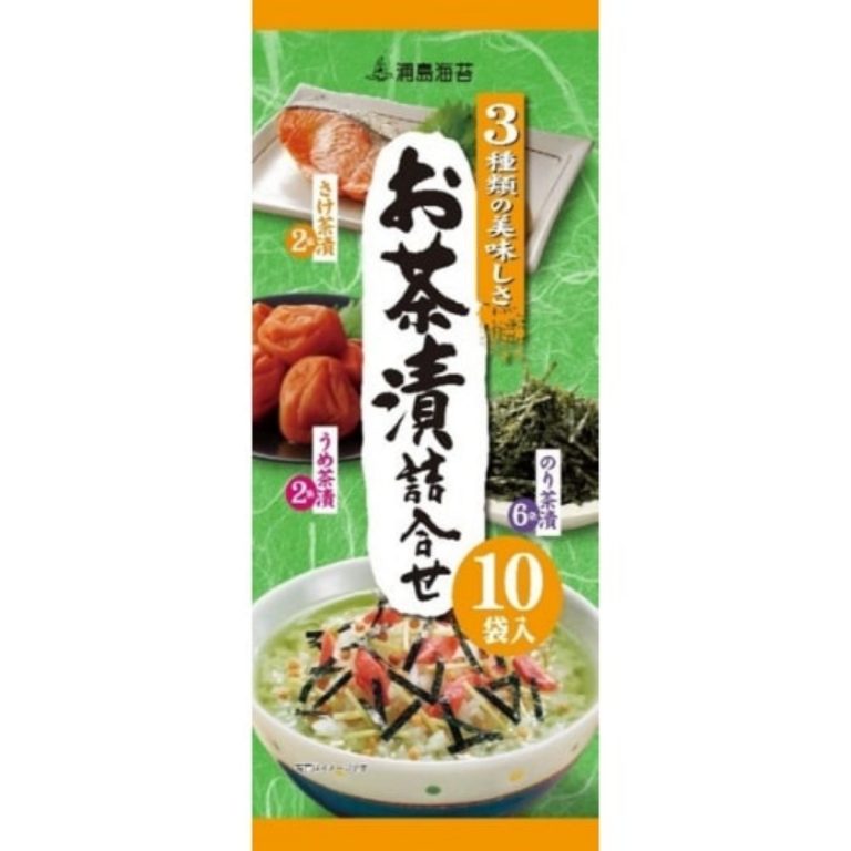 日本海水産 - 茶漬け詰め合わせセット（3種類、10袋入り）50.4g（海苔茶漬け 5.1g × 6袋、鮭茶漬け 5g × 2袋、梅茶漬け 4.9g × 2袋）