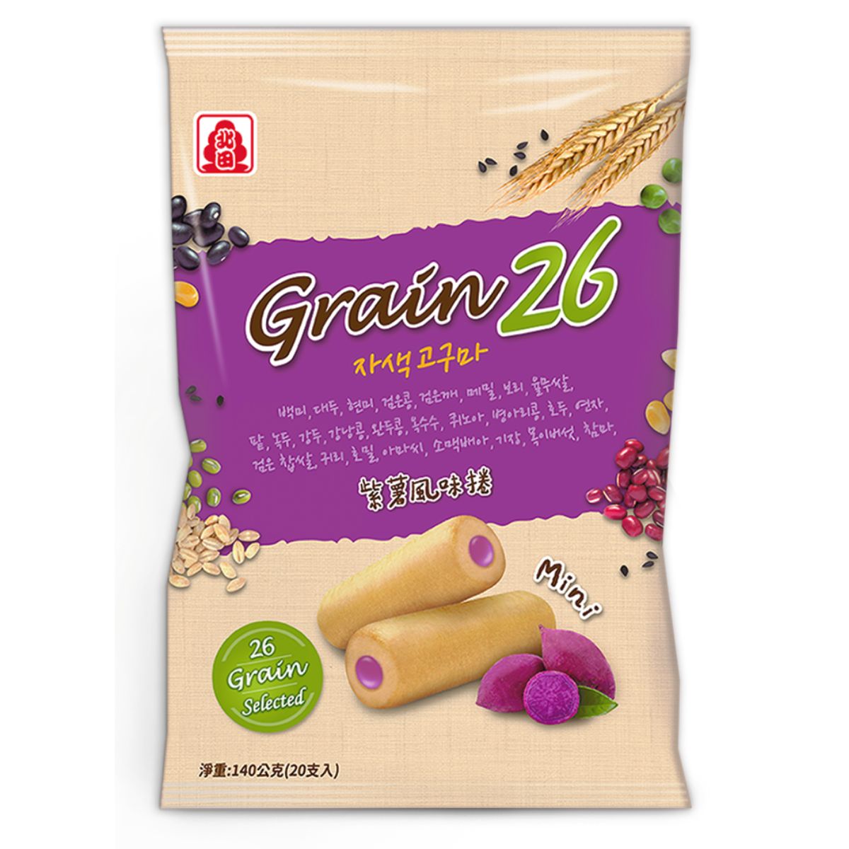 Pei Tien- Mini Purple Potato Flavored Rolls 140g