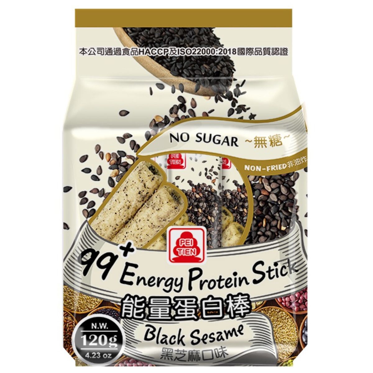 Pei Tien- 99+ENERGY PROTEIN STICK NO SUGAR BLACK SESAME FLAVOR 120g
