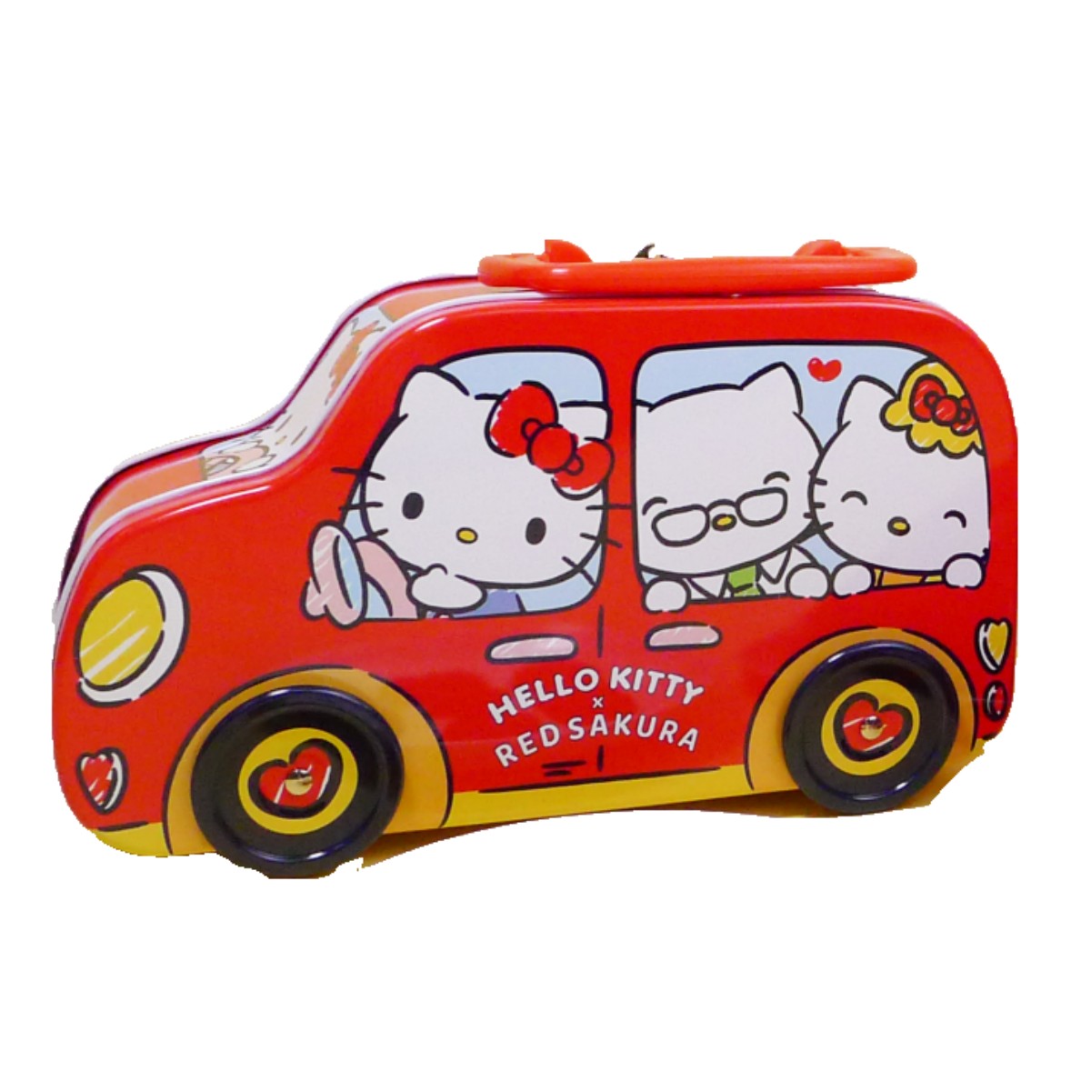 RED SAKURA- Hello Kitty Chocolate Milk Cookies-Car(Tin)Can roll and save money 224g