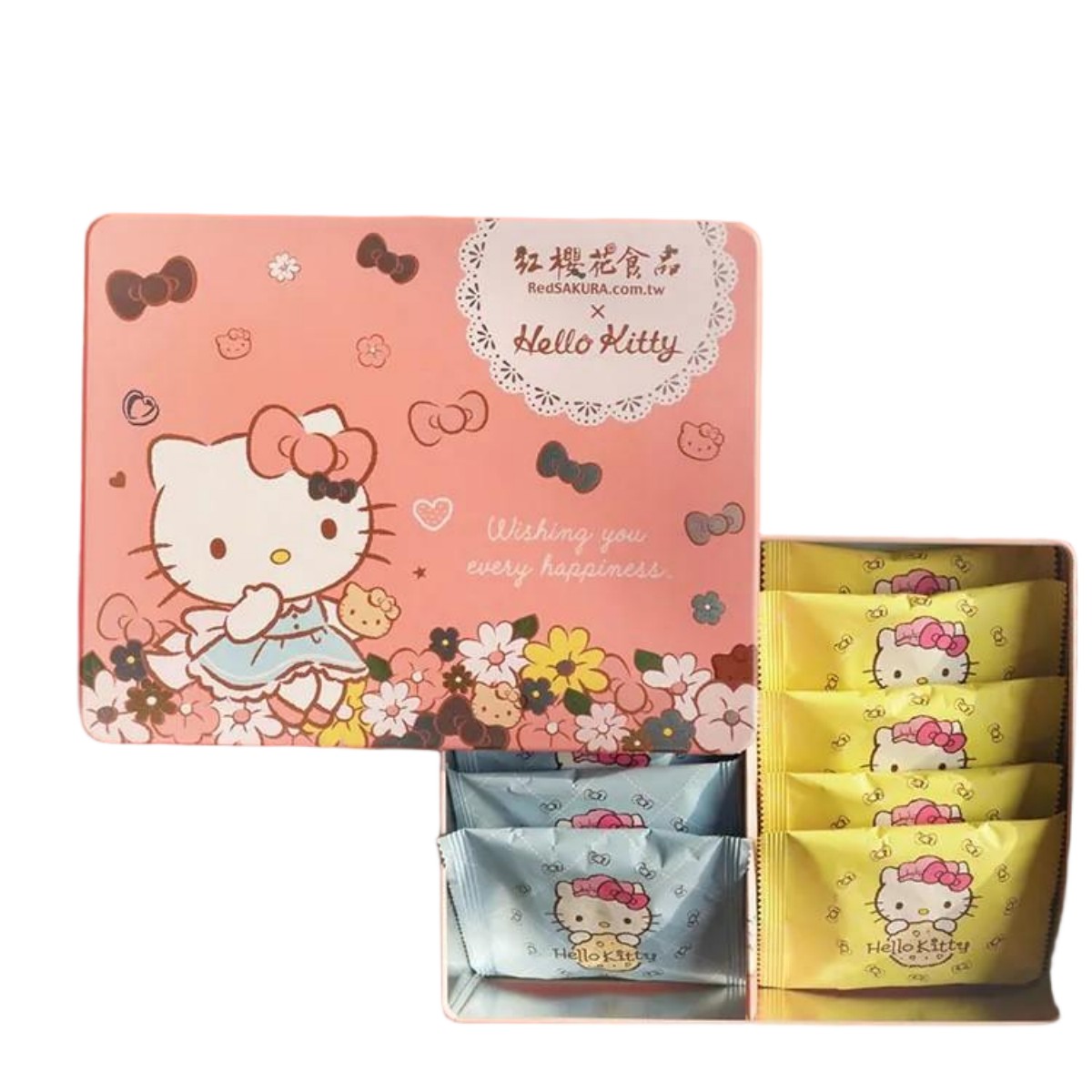RED SAKURA- Hello Kitty Butter Cookies-Large Gift Box-flower love(Tin) 26g*10