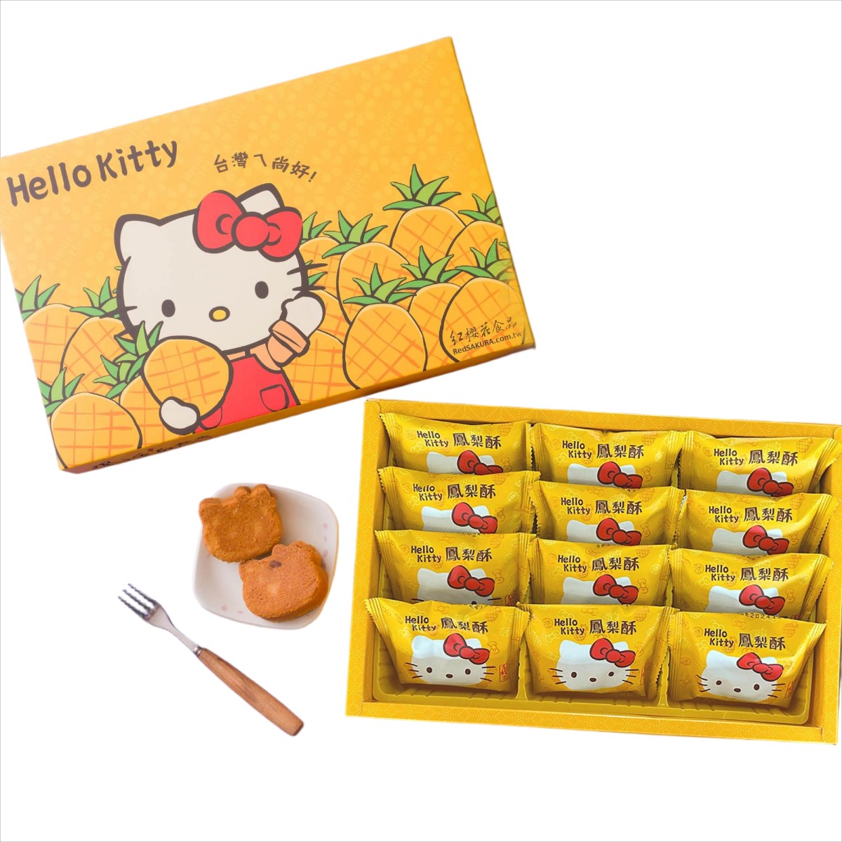 紅桜花- 中秋節限定 ハローキティ ヘッド型パイナップルケーキギフトボックス 12個入 50g*12