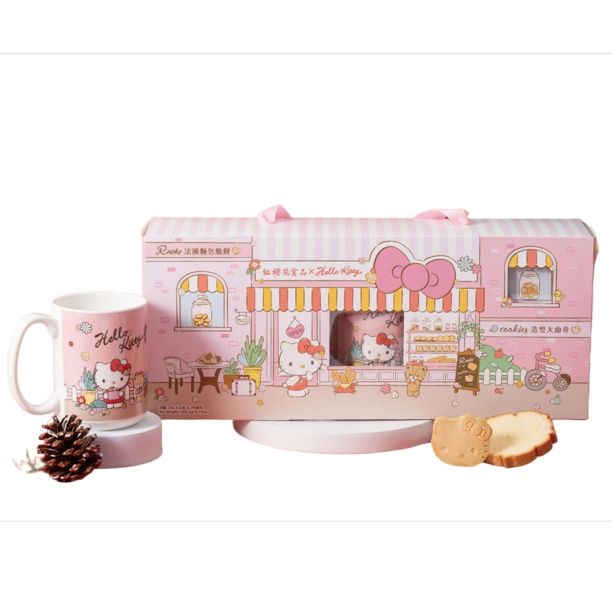 RED SAKURA- Hello Kitty Rusks Gift Box-French Romance Rusks+Cookies(Collectible:Mugs) 12.5g*5+26g*5