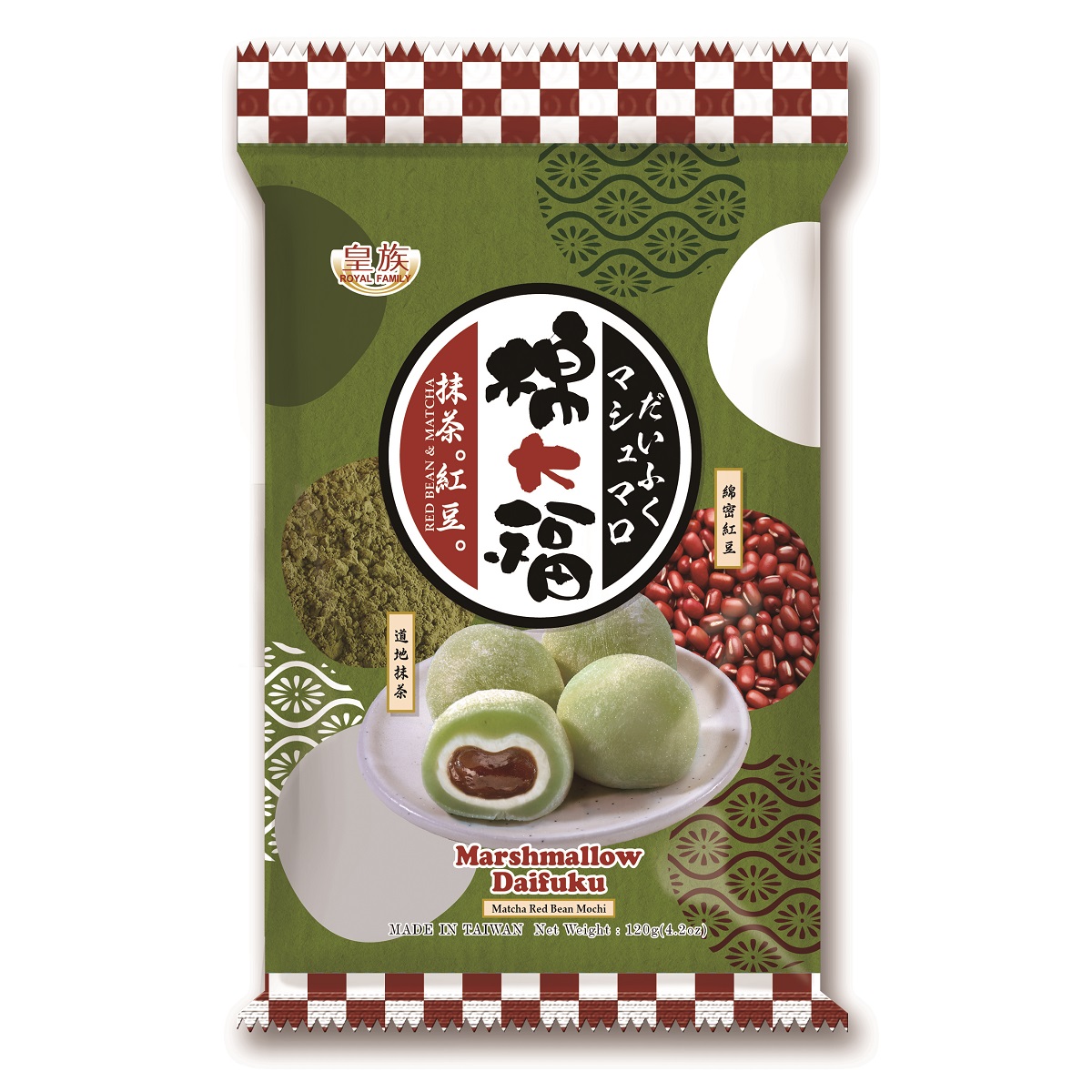 皇族- 棉大福 抹茶紅豆(羽二重餡) 120g