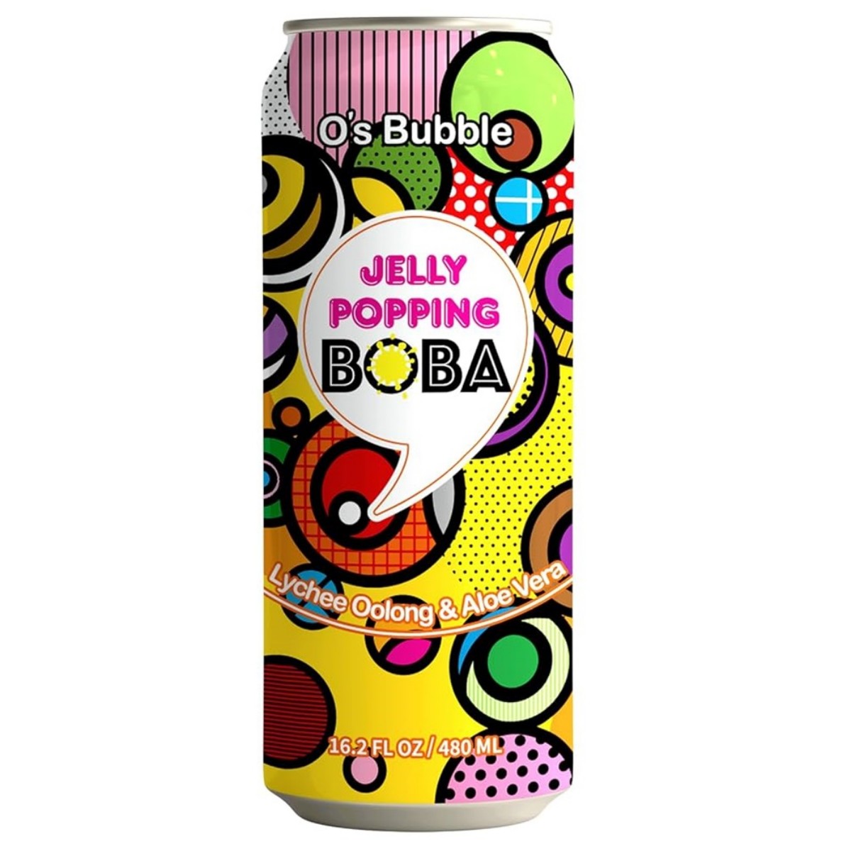 O’s Bubble- Lychee Oolong Tea with Aloe Vera and Jelly Popping Boba 480ml