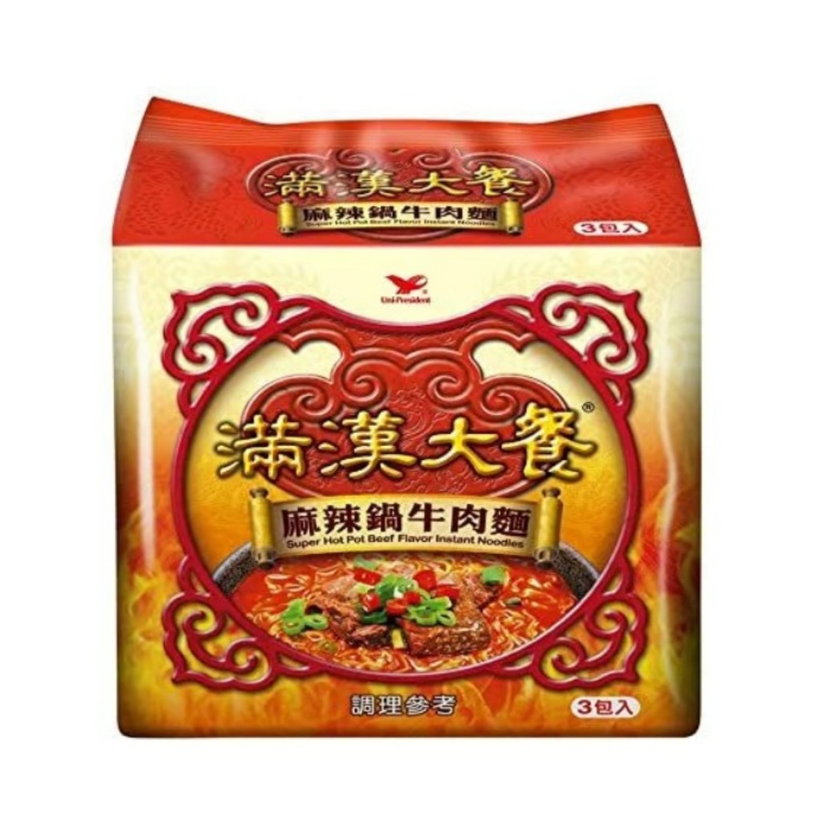 Man Han Feast- Super Hot Pot Beef FlavaorInstant Noodles (200g*3)*4