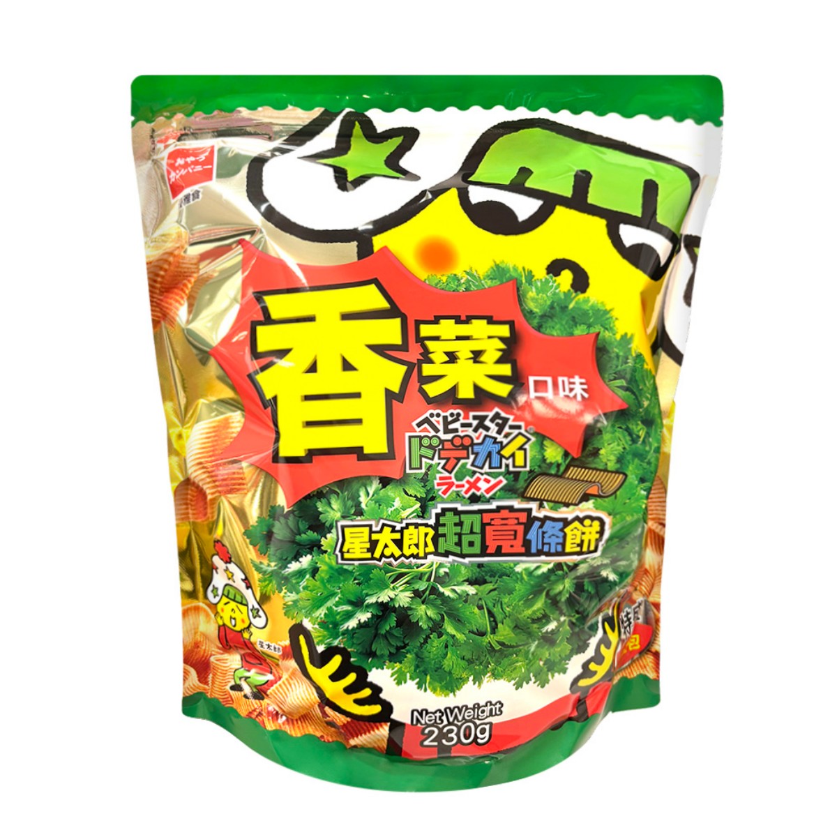 Baby Star- Crunchy Ramen Snack (Wide) – Coriander Flavor 230g