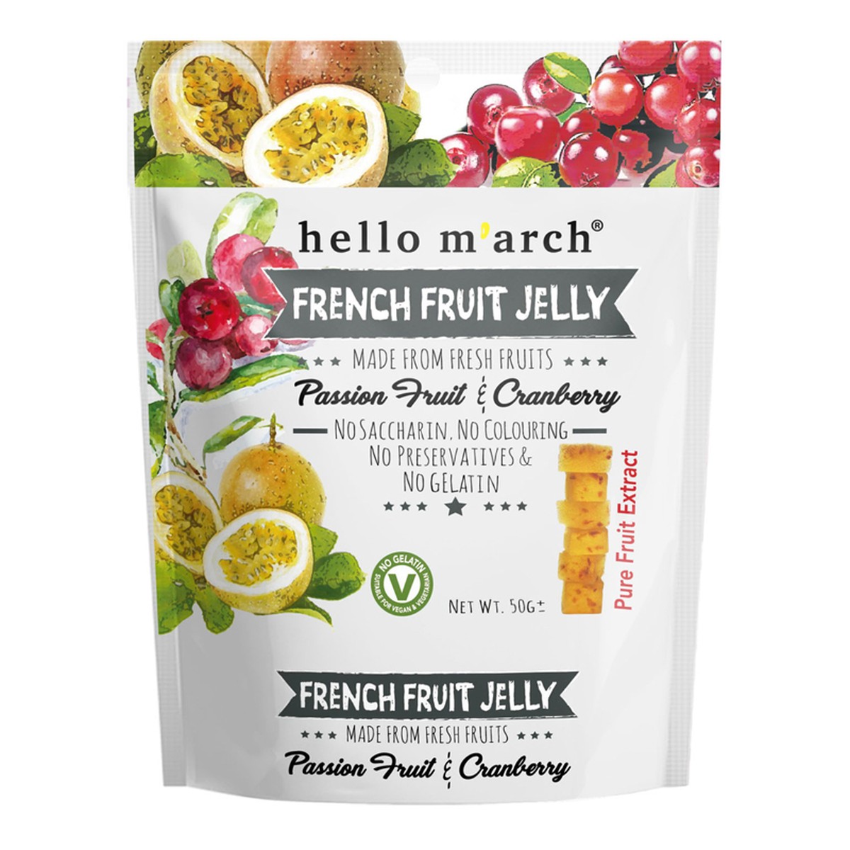 hello m’arch- French Jelly Passion fruit and Cranberry 50g
