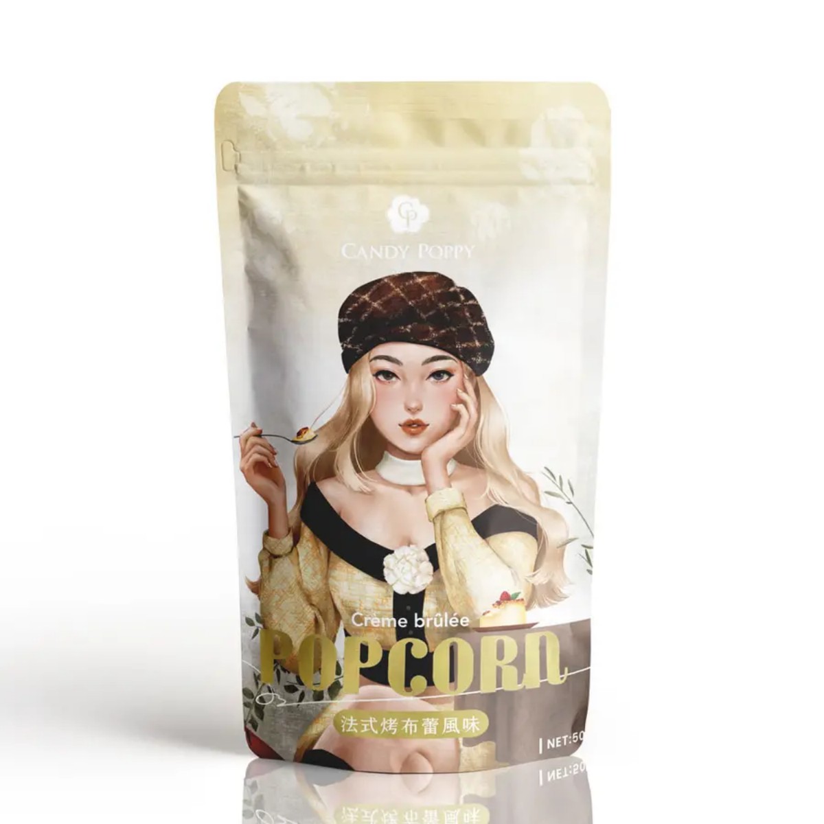 Candy Poppy- CHIC Coated Popcorn (Crème) 50g