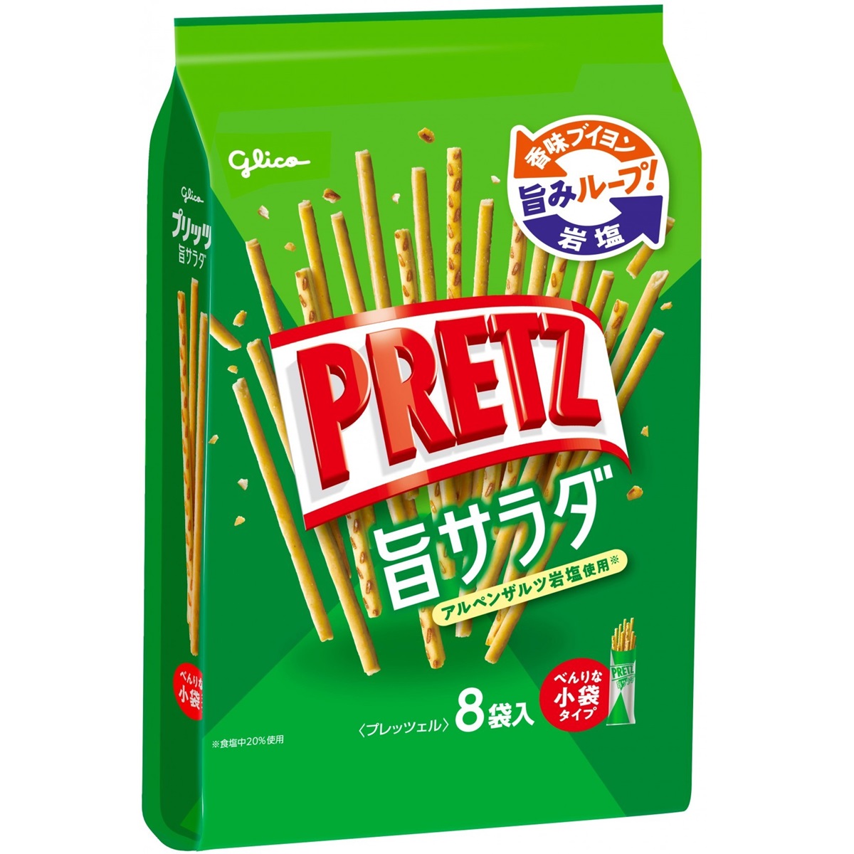 GLICO- Pretz Umami Salad Flavor 8 Bags 118g
