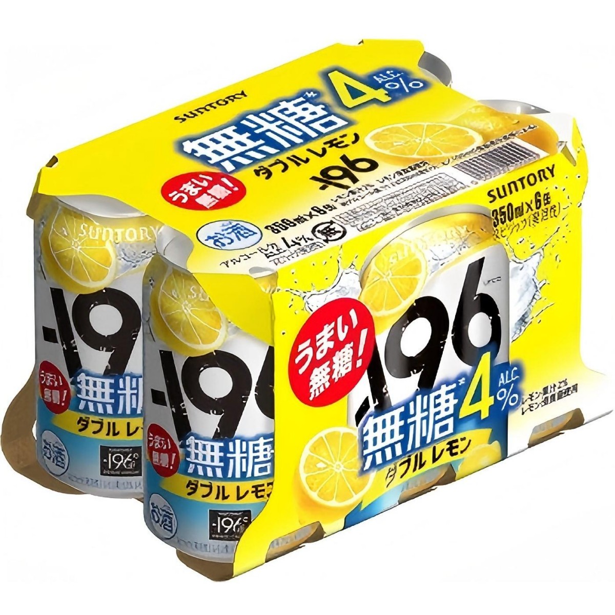 SUNTORY- −196 Sugar-Free Double Lemon 4% 350ml 6-Pack