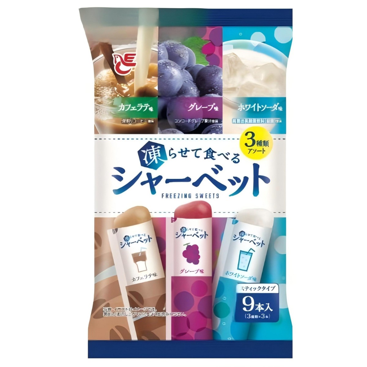Ace Bakery- Frozen Stick Sherbet – Café Latte, Grape & White Soda Flavors 335g
