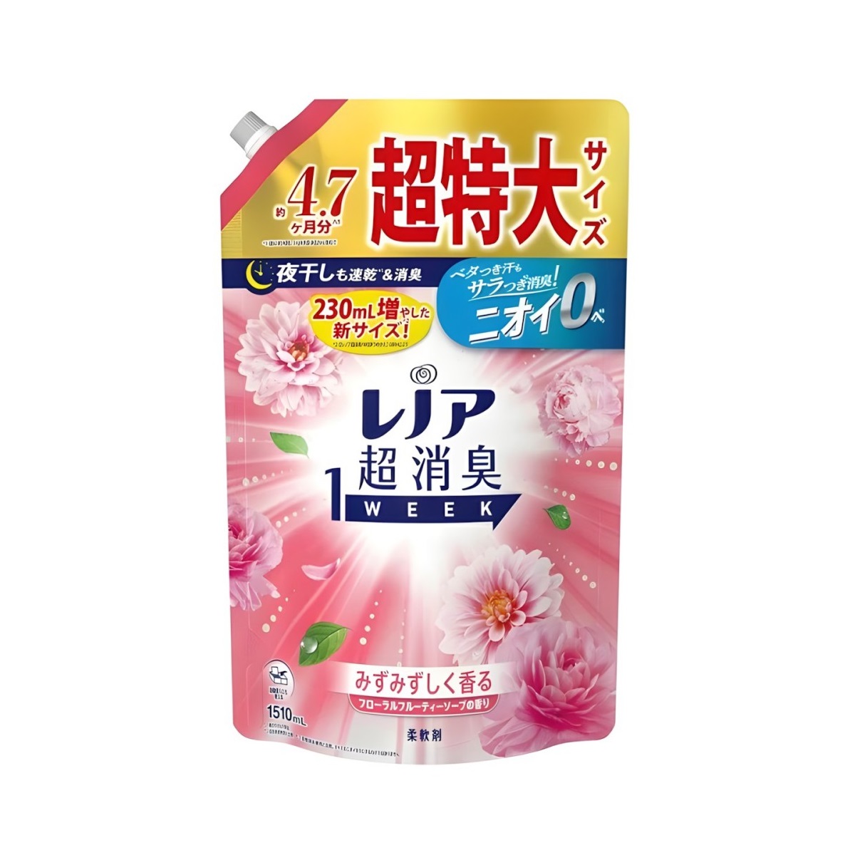 寶僑- 麗諾超消臭1週 (水潤花香果香皂香) (超特大補充包) 1510ml