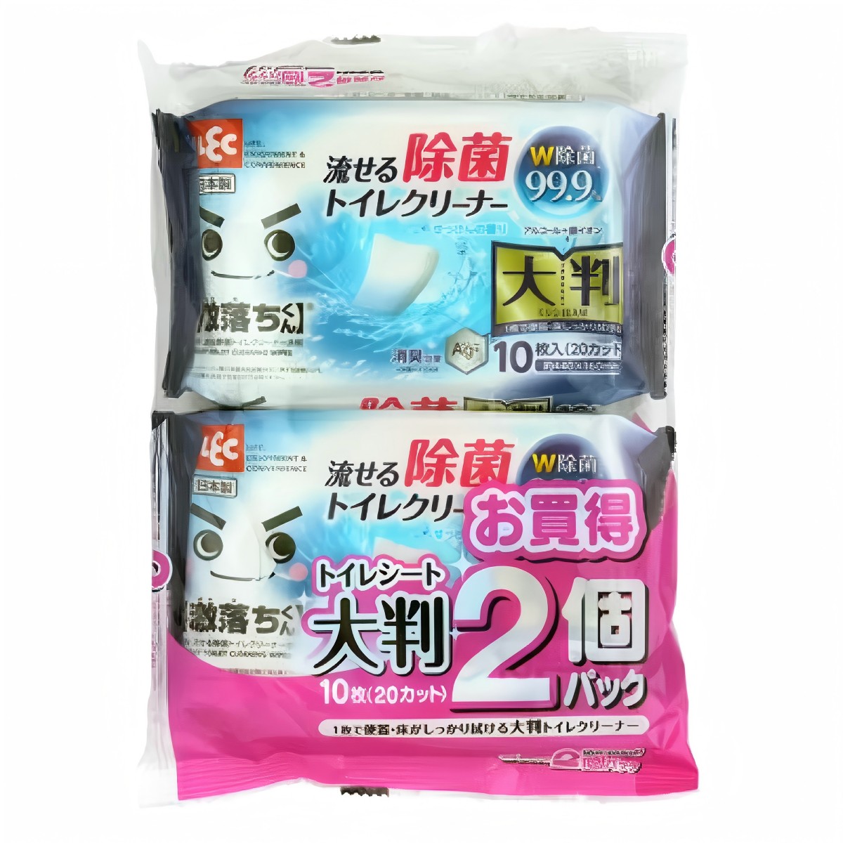 LEC- GN可沖式抗菌馬桶濕巾（加大版雙包裝）
