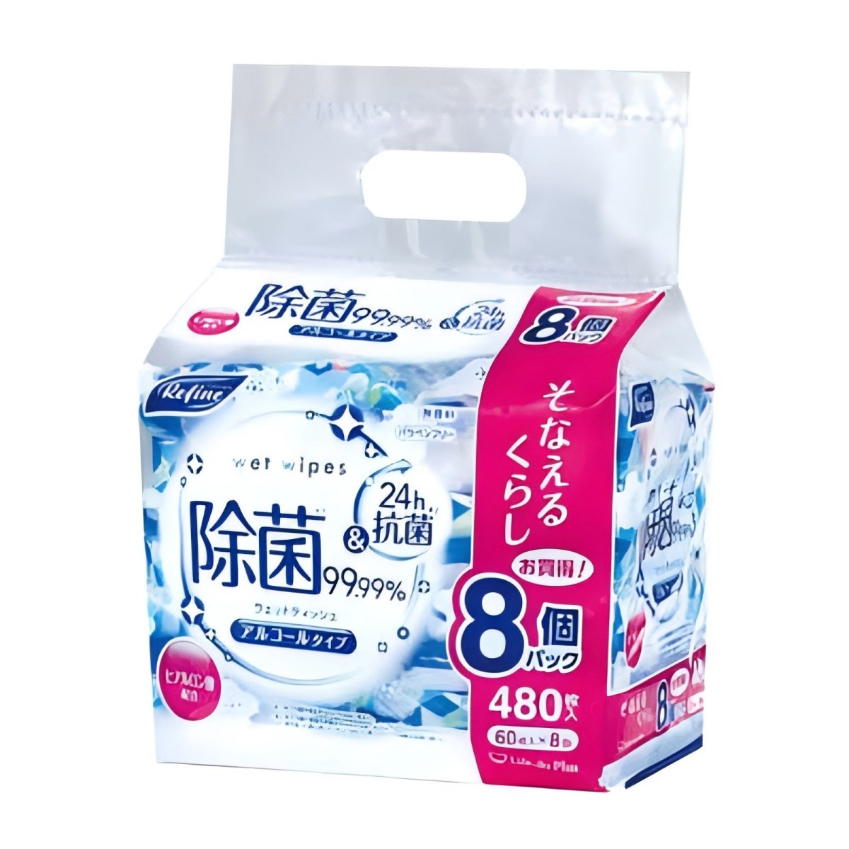 Life-do.Plus- Refine Alcohol Sanitizing Wet Wipes 60 sheets (8 packs) 1205g