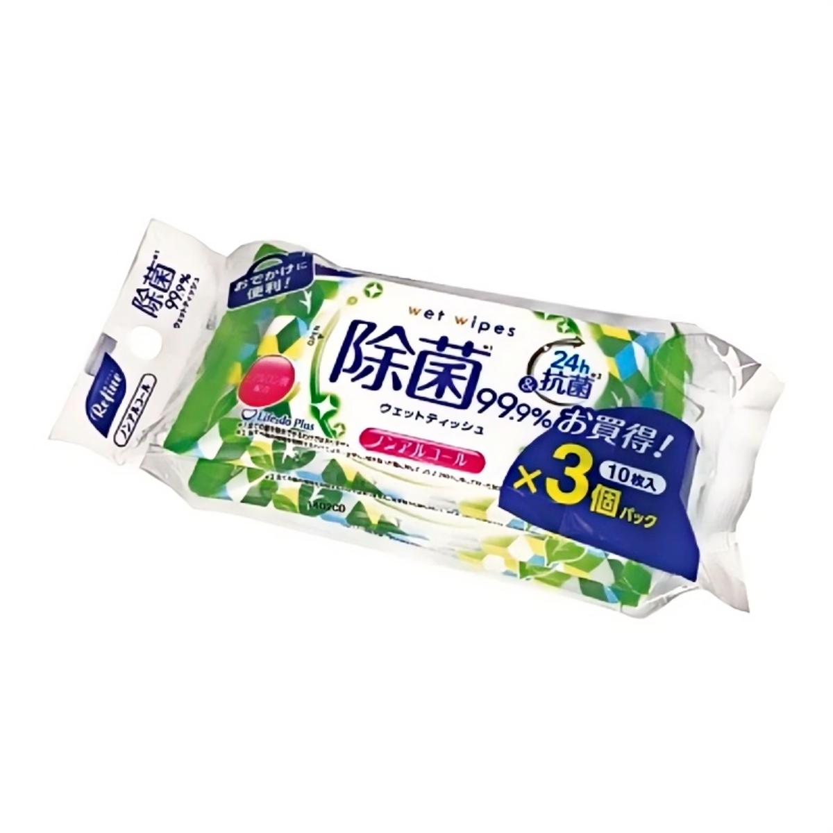 Life-do.Plus- リファイン ノンアルコール除菌 ポケットウェットティッシュ 10枚3P 107g