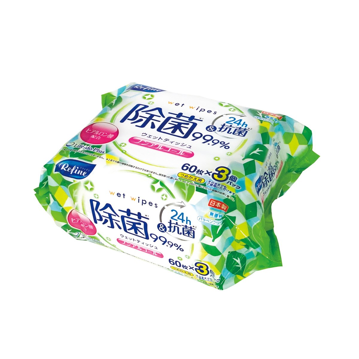 Life-do.Plus- Refine Non-Alcohol Sanitizing Wet Wipes 60 sheets (3 packs) 465g