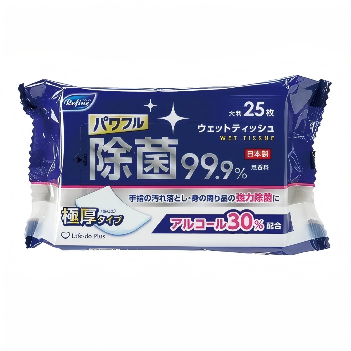 Life-do.Plus- リファイン 極厚アルコール除菌大判 ウェットティッシュ 25枚 290g