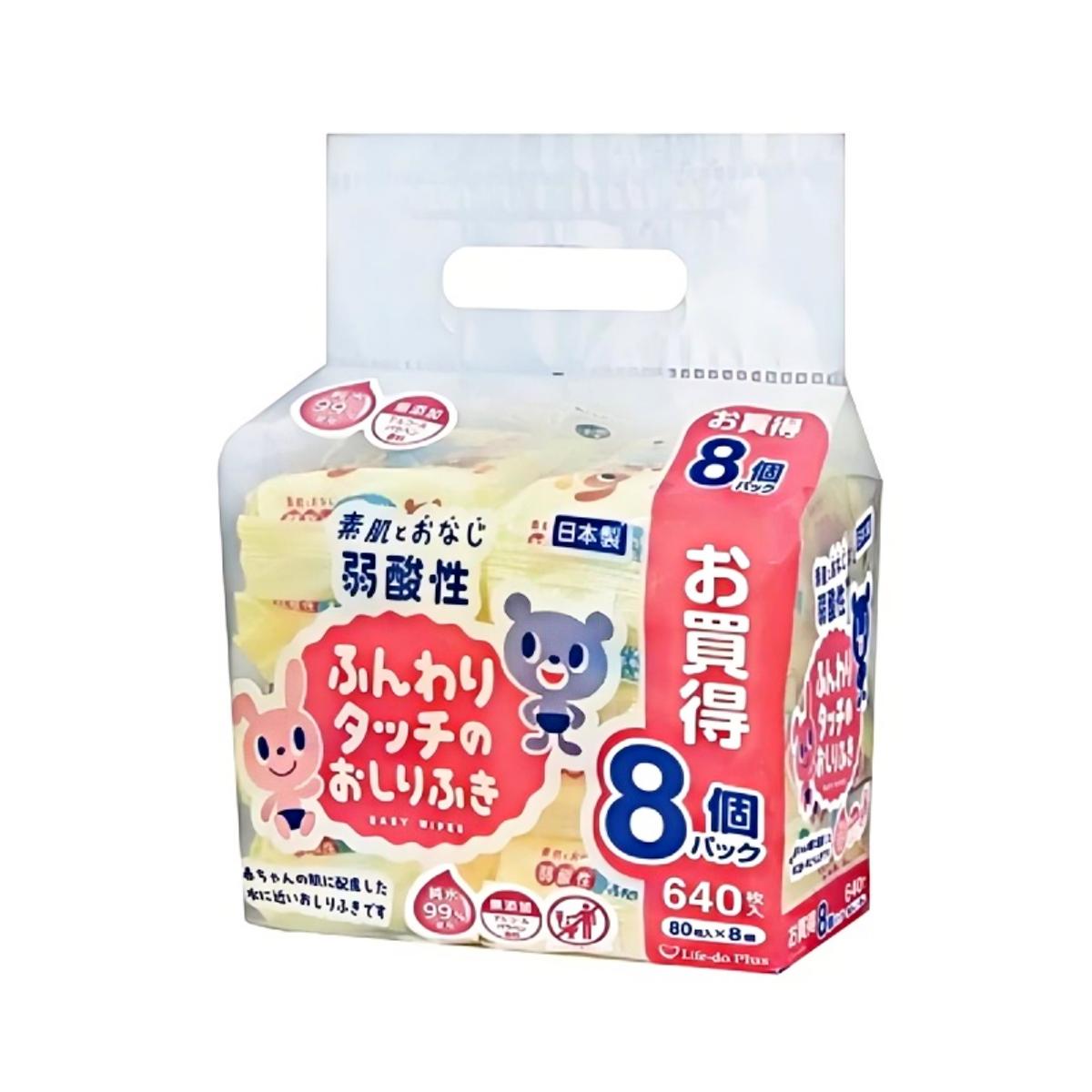 Life-do.Plus- 弱酸性 柔軟觸感屁屁濕巾 80枚×8包 1460g