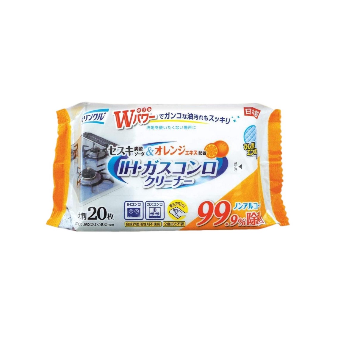 Life-do.Plus- クリンクル IH&ガスコンロ用おそうじシート 24h抗菌 速乾 20枚 175g