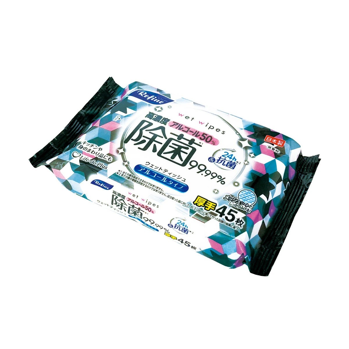 Life-do.Plus- Refine 高濃度酒精50%除菌濕紙巾 45枚×1包 138g