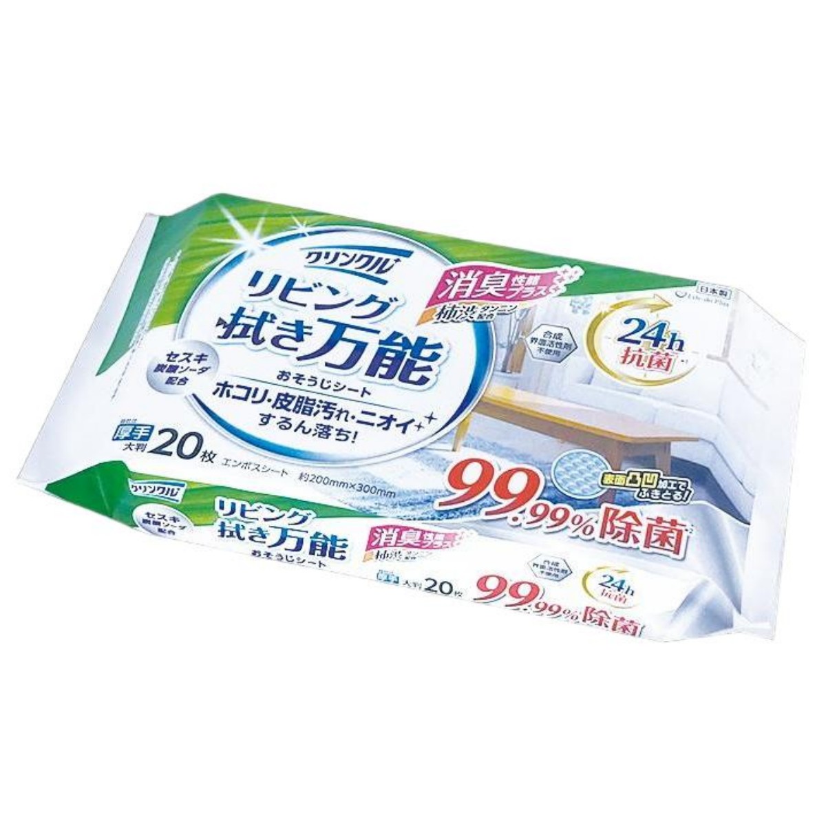 Life-do.Plus- Crinkle Living Room Multipurpose Cleaning Sheet 24h Antibacterial 20 sheets 235g
