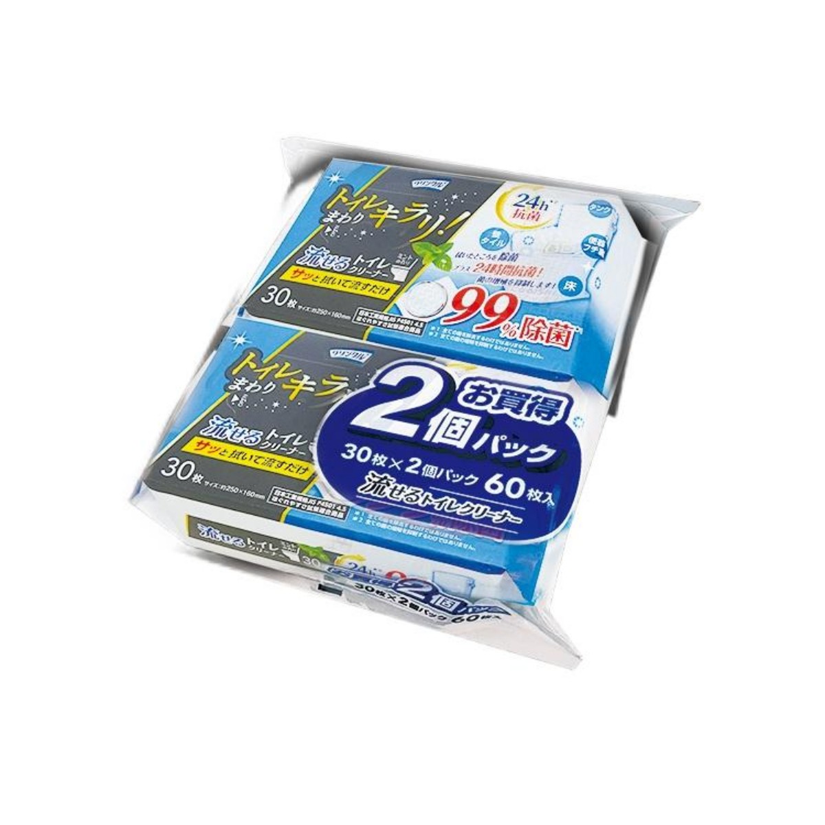 Life-do.Plus- Crinkle Kirari Flushable Toilet Cleaner 24h Antibacterial 30 sheets (2 packs) 357g