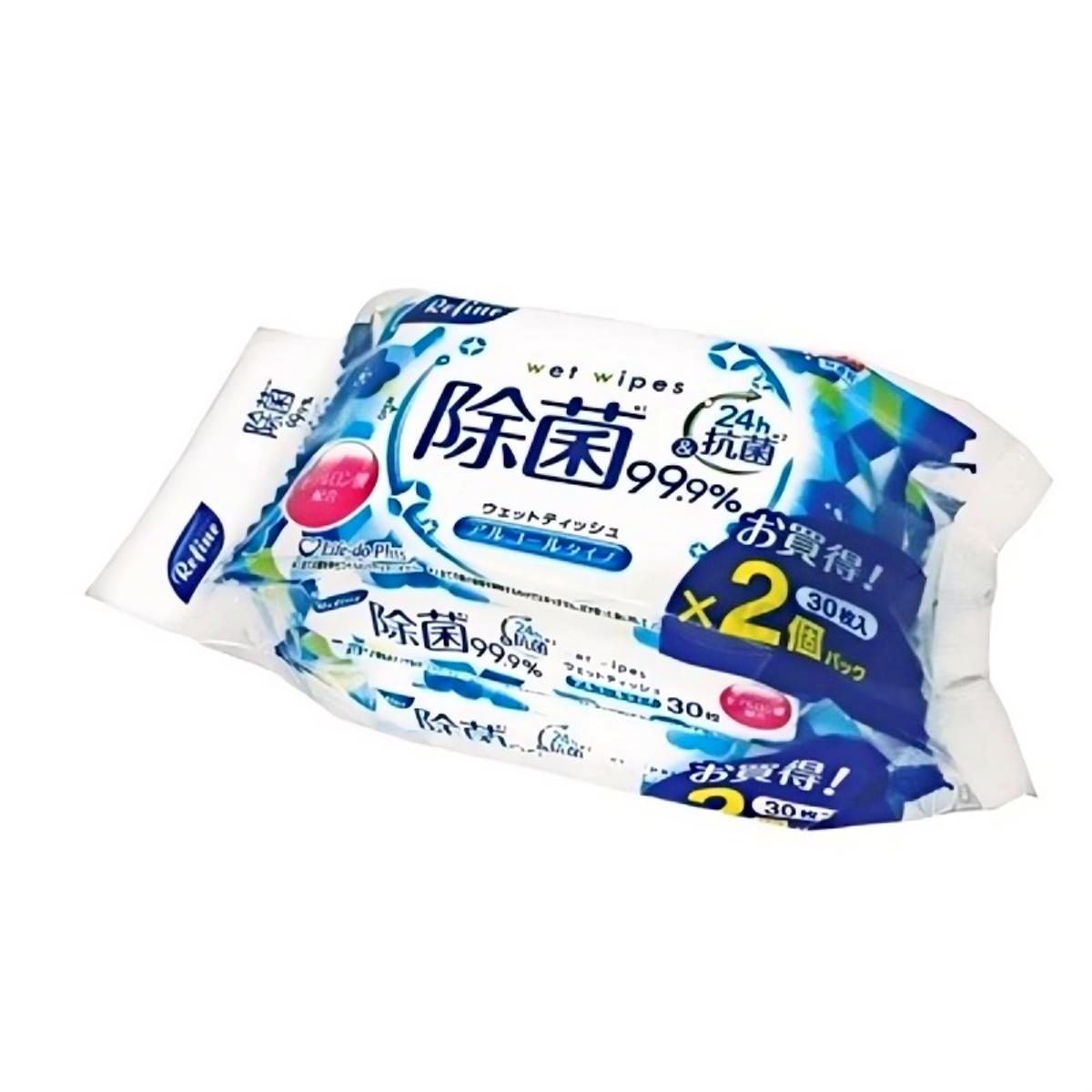 Life-do.Plus- Refine Alcohol Sanitizing Portable Wet Wipes 30 sheets × 2 packs 212g