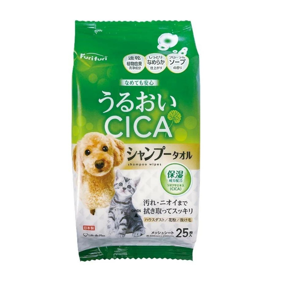 Life-do.Plus- フリフリ ペット用シャンプータオル (CICA配合)25枚 225g