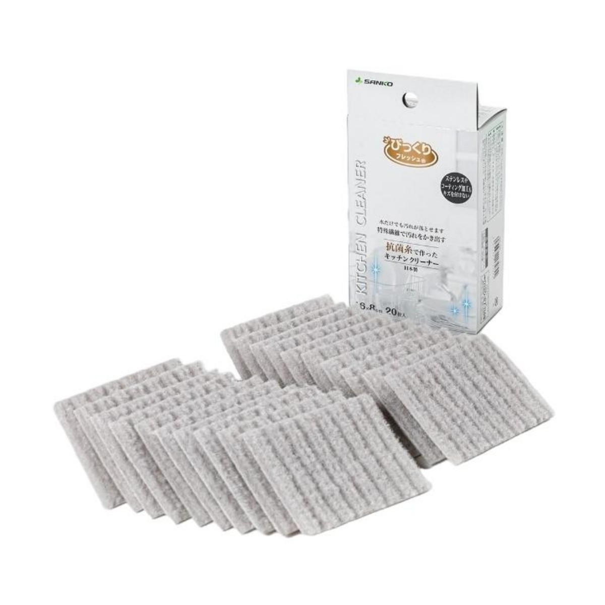 SANKO- Surprise Antibacterial Thread Kitchen Cleaner 20-Pack BA-55 GY (Gray)