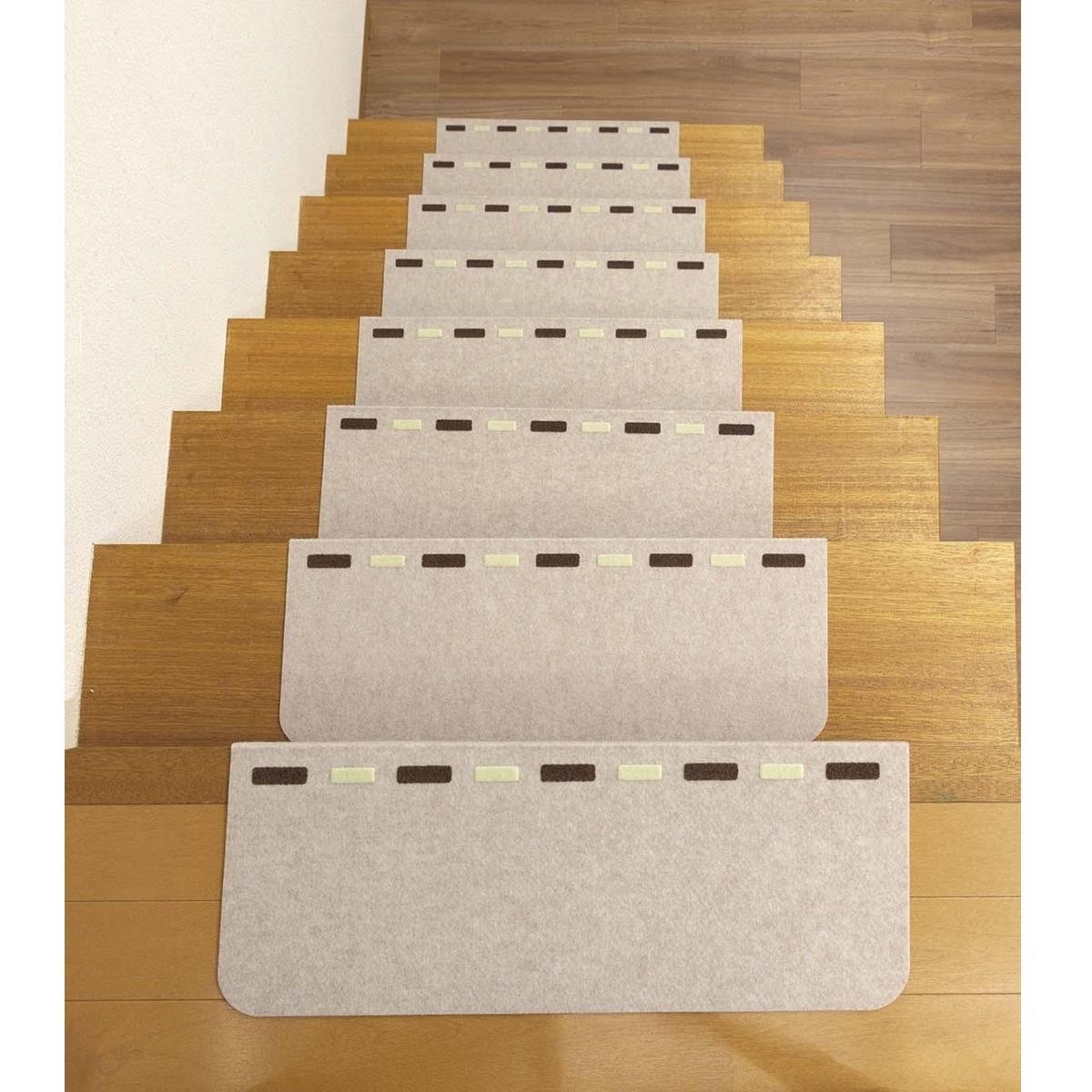 SANKO- Place-and-Stick Luminous Stair Mat Line Design KX-81 LBE (Light Beige)