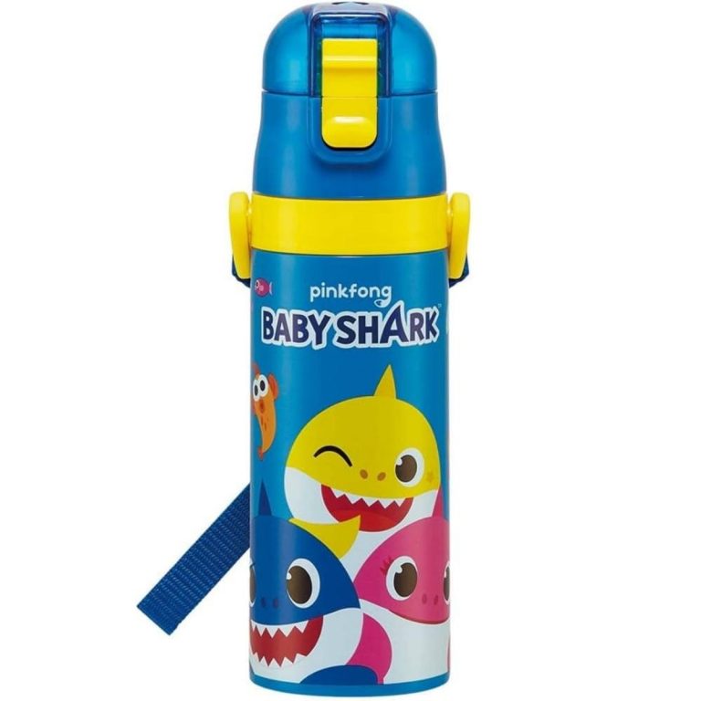 Skater- One-push direct stainless steel bottle with compact lock - Baby Shark