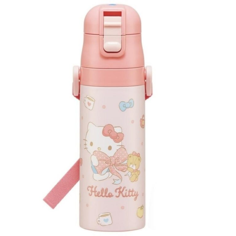 Skater- One-push direct stainless steel bottle with compact lock - Hello Kitty Big Ribbon