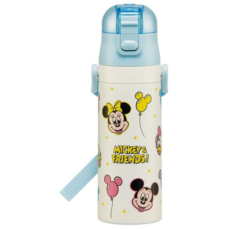 Skater- One-push direct stainless steel bottle with compact lock - Mickey & Friends/Balloons