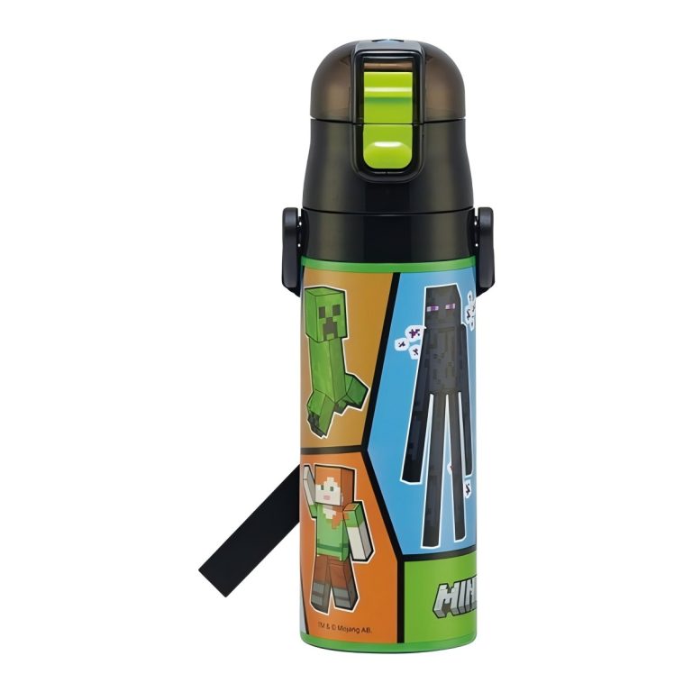 Skater- One-push direct stainless steel bottle with compact lock - Minecraft (25)