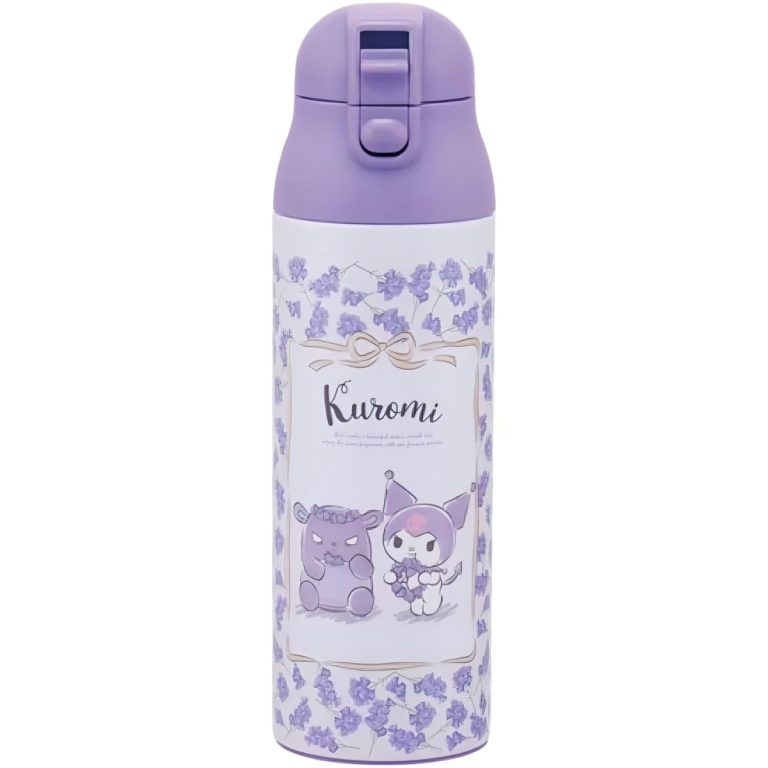 Skater- One-push stainless steel mug bottle with lock - Kuromi Flower Wreath