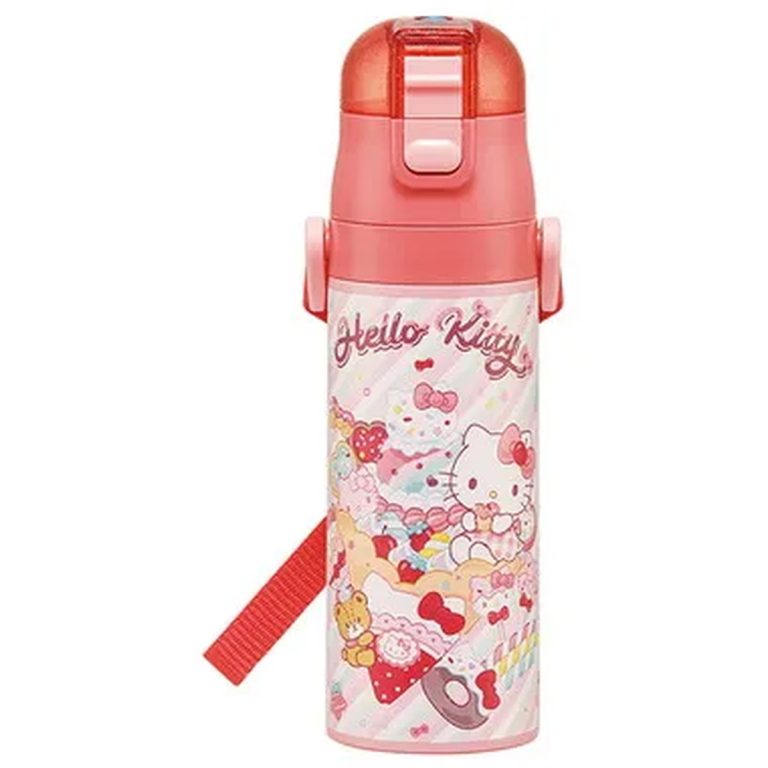 Skater- Ultra-Lightweight One-Push Stainless Steel Water Bottle - Hello Kitty Fancy Snacks Sweets