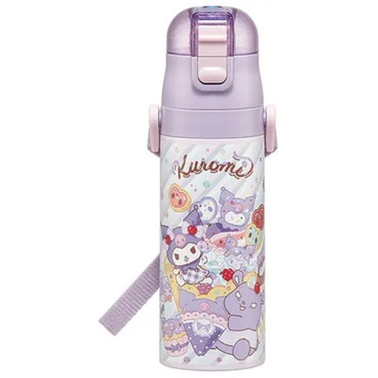 Skater- Ultra-Lightweight One-Push Stainless Steel Water Bottle - Kuromi Fancy Snacks Sweets