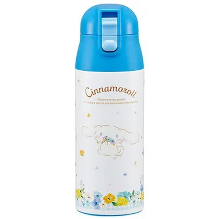 Skater- Ultra-Lightweight One-Push Stainless Steel Water Bottle - Cinnamoroll Pastel Vivid Watercolor Floral