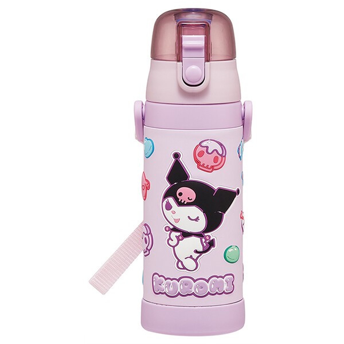 Skater- 3D One-Push Direct Drink Bottle with Safety Lock – Kuromi Marshmallow Gummy
